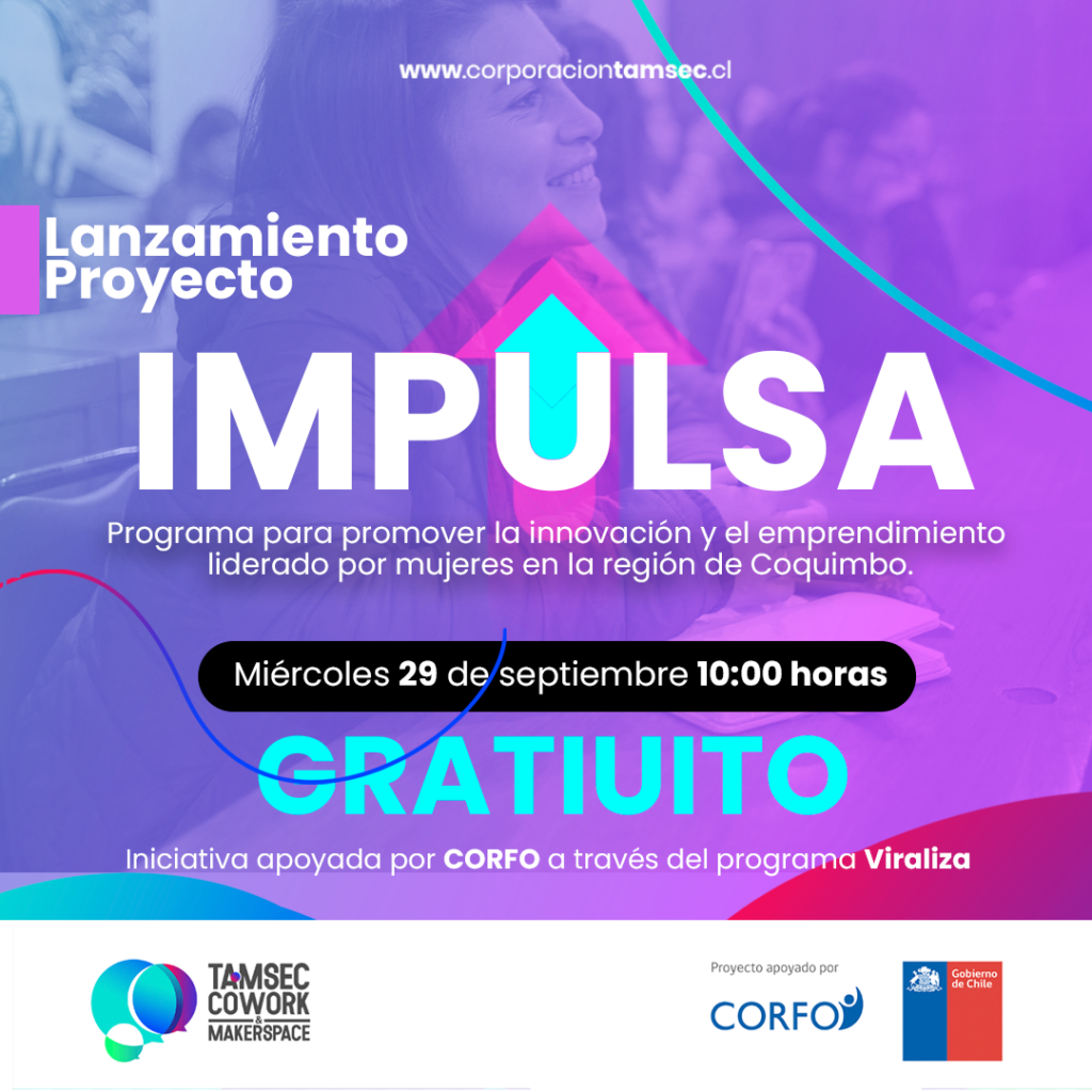 CORFO y Corporación de Emprendimiento e Innovación Tamsec invitan a mujeres líderes emprendedoras a participar de Proyecto Impulsa