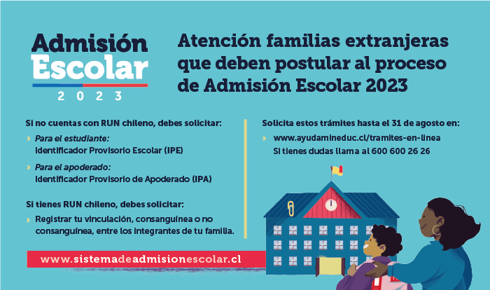 Admisión Escolar 2023: Estos son los pasos que deben realizar las familias extranjeras que no tienen RUN chileno antes de postular